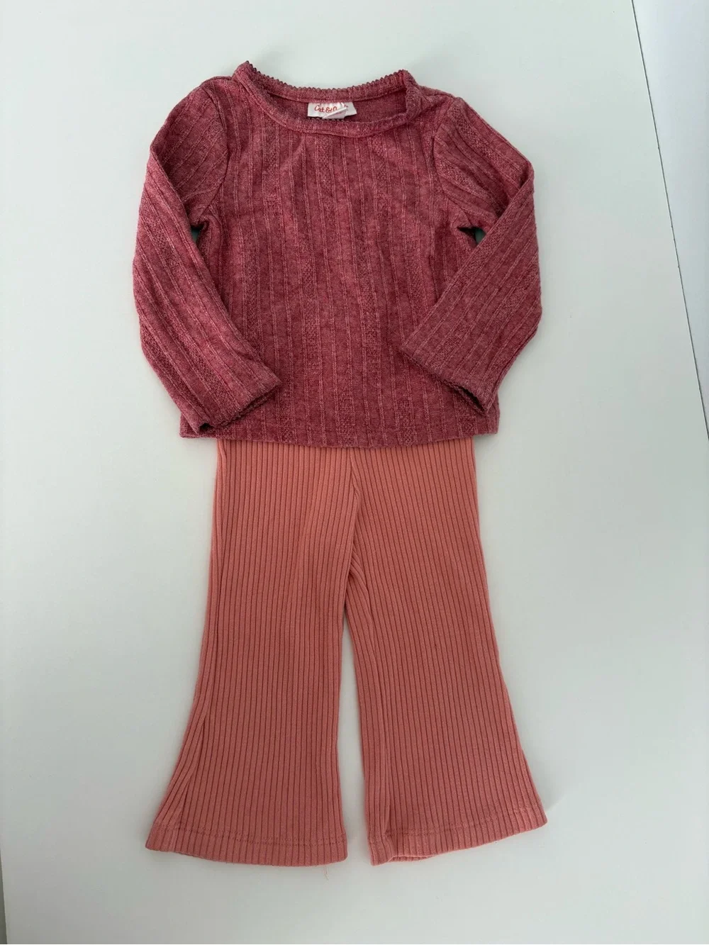 Cat & Jack Ribbed Two-Piece Set in Rose and Dusty Rose 18m